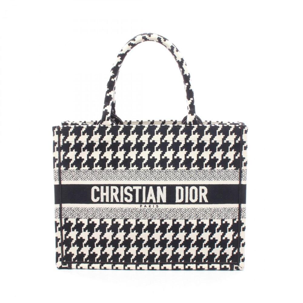 Christian Dior Dior Book Tote Medium Houndstooth Bag Handbag Canvas Women's B...